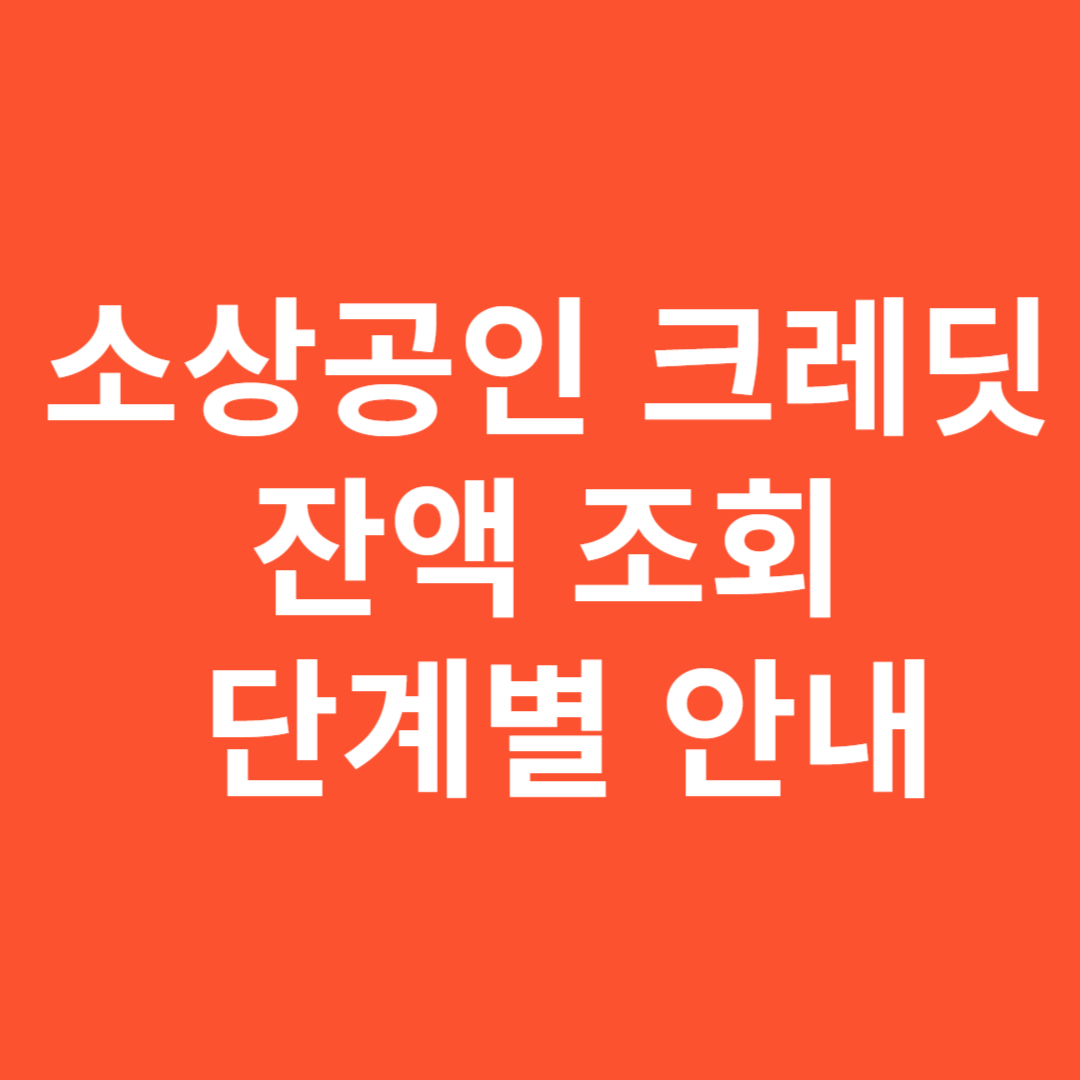 2025년 소상공인 크레딧 잔액 조회 단계별 안내