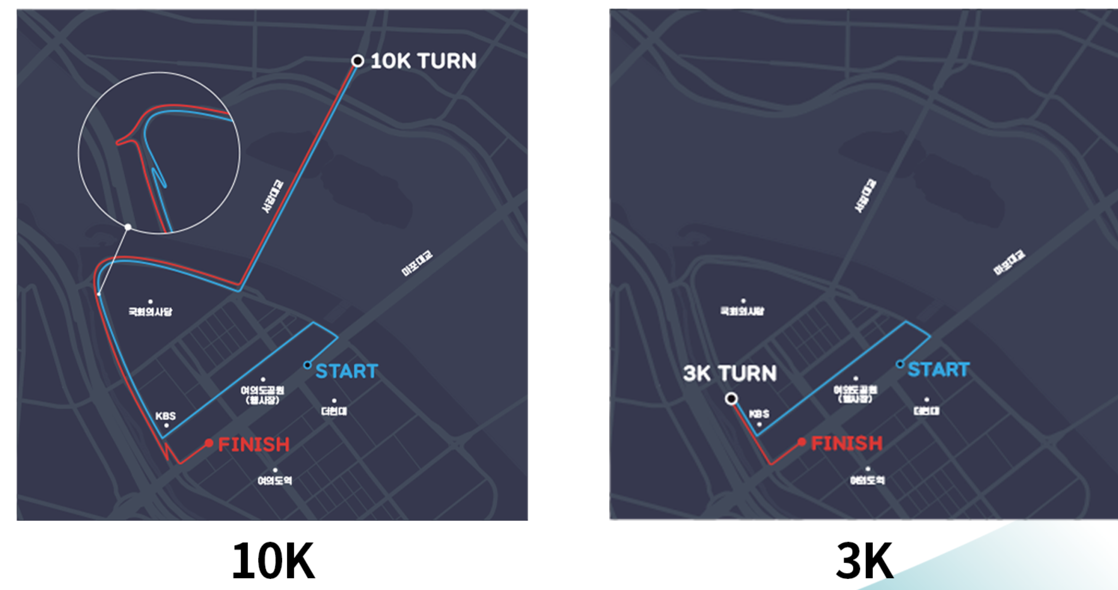 디즈니런 서울 2025 10km와 3km 코스 경로