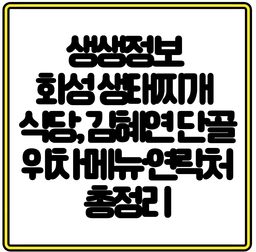 생생정보 화성 생태찌개 식당, 김혜연 단골 위치·메뉴·연락처 총정리
