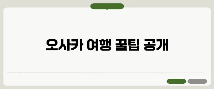 오사카여행 가성비 숙소부터 필수 관광지까지!