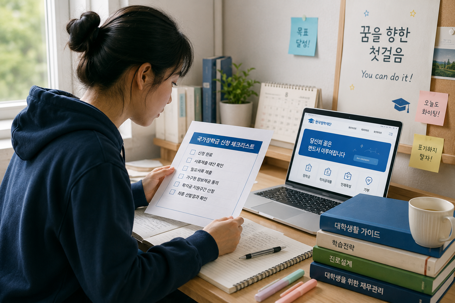 국가장학금 체크리스트를 살피는 학생