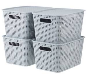 코멧 홈 라탄 펜트리정리 리빙박스, 그레이, 4개입