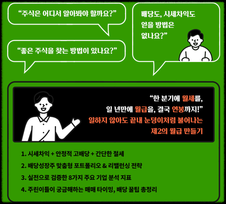 월세처럼 배당 받는 실전 배당 투자자의 정석! 추천 도서 5권

배당금 월배당 실전 투자 노하우 마인드셋