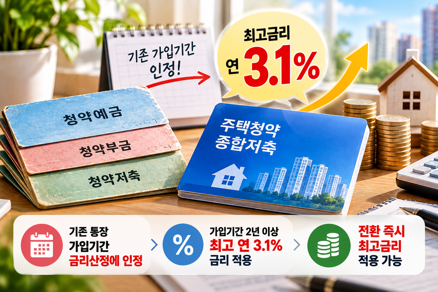 청약통장 종합저축 전환 3.1% 금리 가입기간 인정