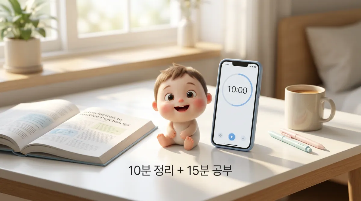 타이머를 활용해 시험공부를 시작하는 모습