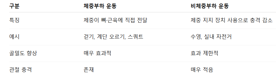 비체중부하 운동과의 차이