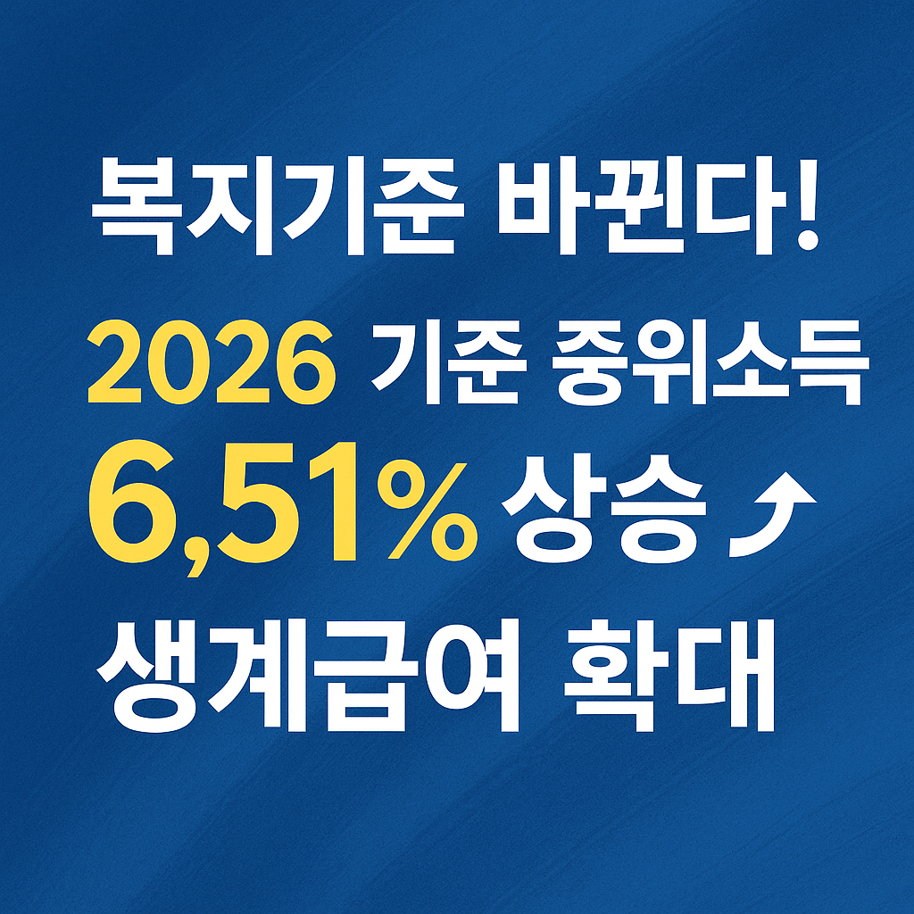 복지기준 바뀐다 2026 기준 중위소득 6.51% 상승, 생계급여 확대