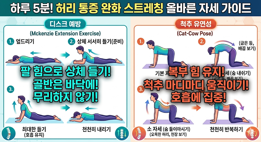 하루5분 허리통증완화 스트레칭 완화 가이드