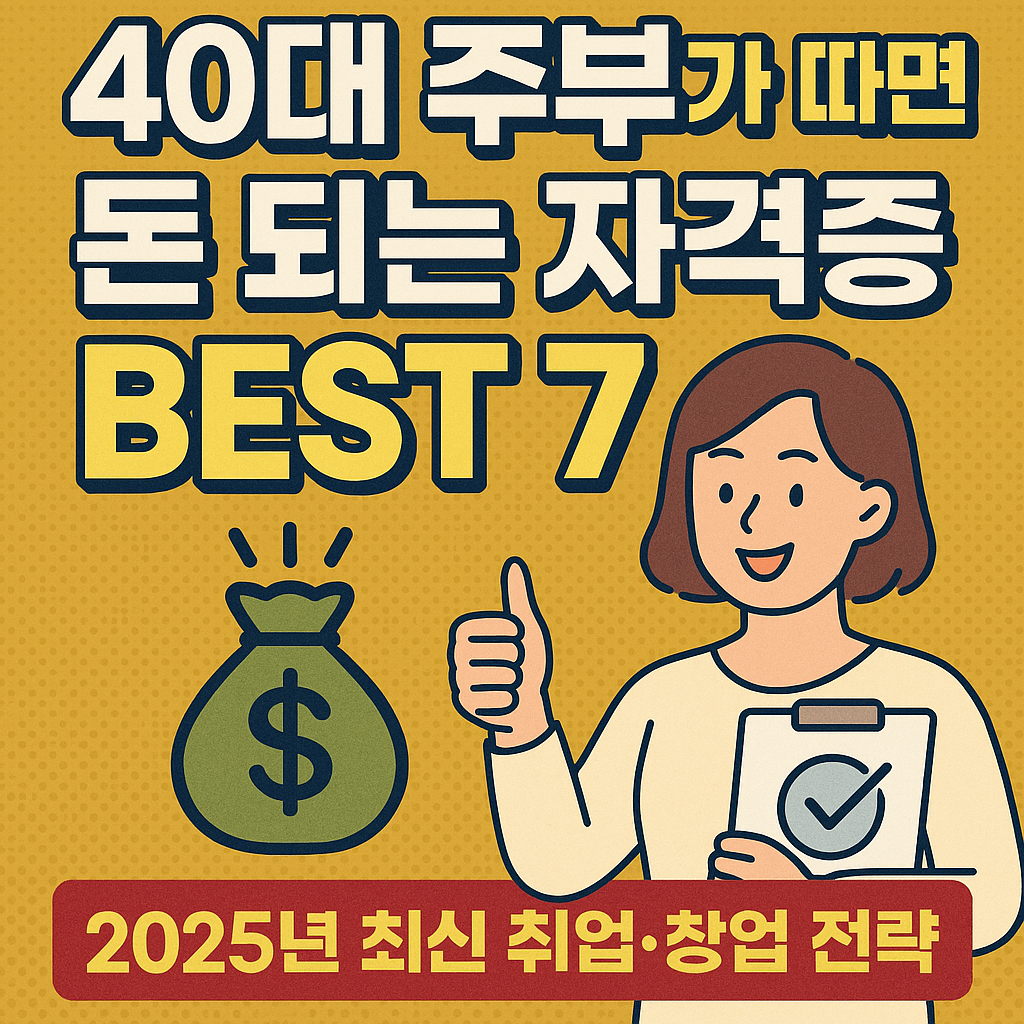 40대 주부가 따면 돈 되는 자격증 BEST 7|2025년 최신 취업·창업 전략