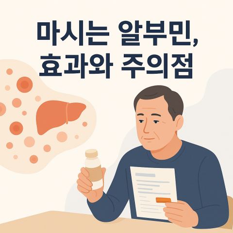 마시는 알부민 효과와 주의점을 설명하는 건강 블로그 썸네일 이미지