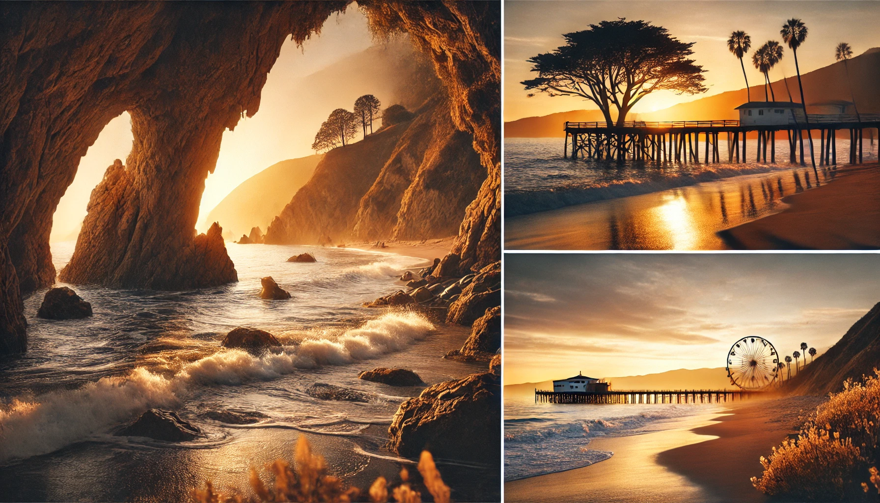 말리부 해변의 감성적인 풍경