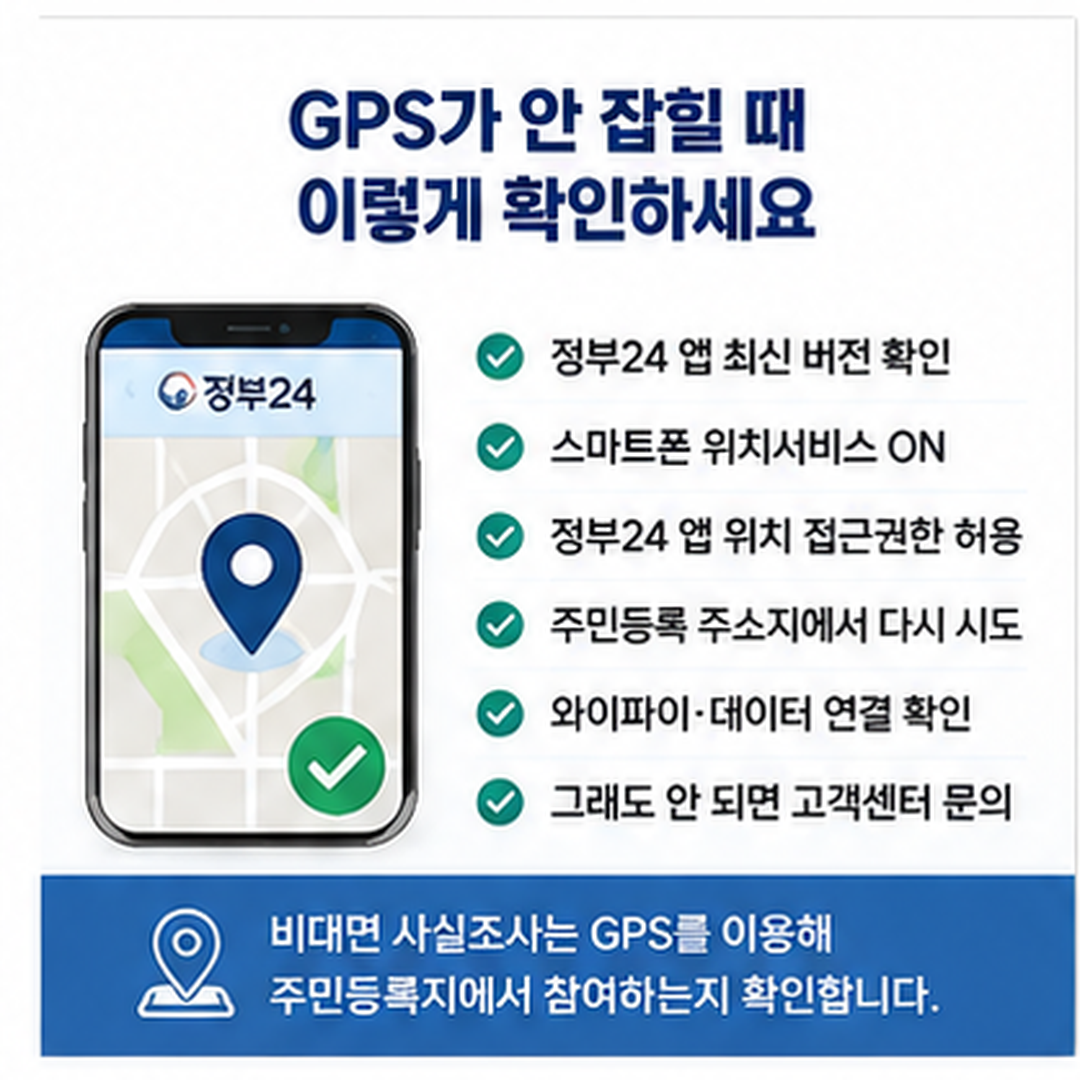 주민등록 사실조사 GPS 위치 오류가 날 때 확인할 방법