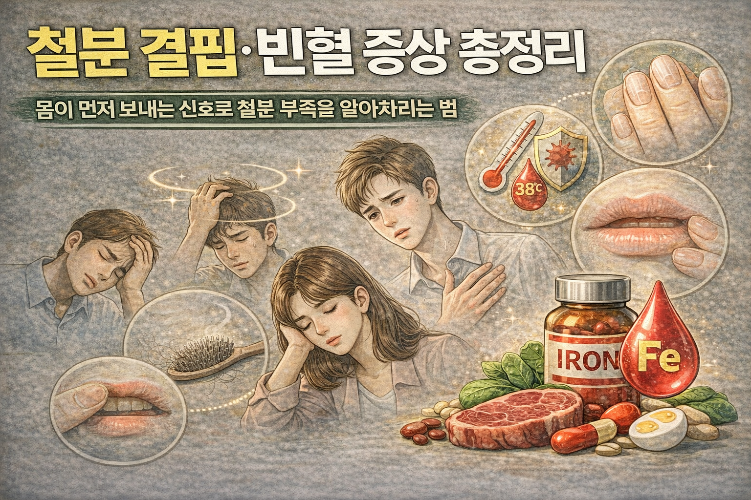 철분 결핍·빈혈 증상 총 정리 /몸이 먼저 보내는 신호로 철분 부족을 알아차리는 법