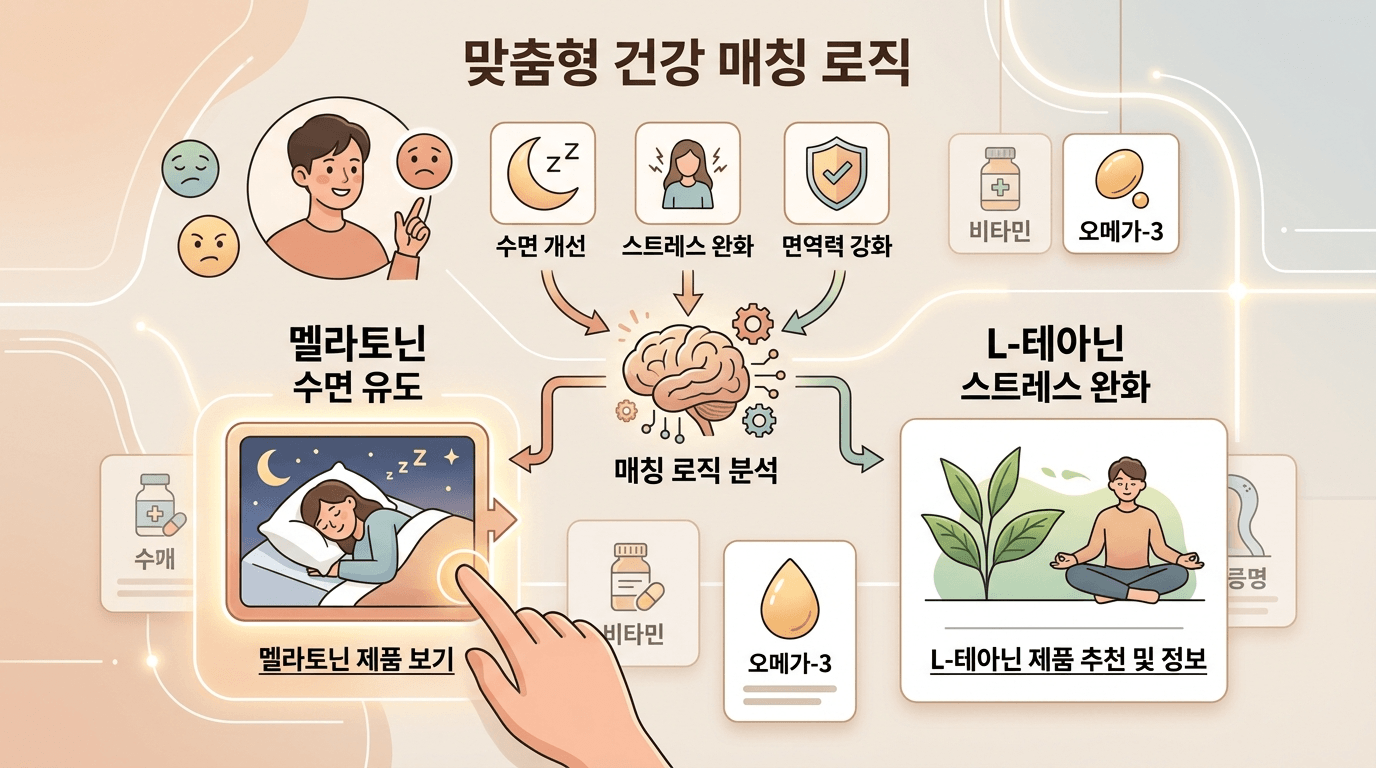 멜라토닌 기준 제품과 L-테아닌 기준 제품을 각각 비교하는 이미지