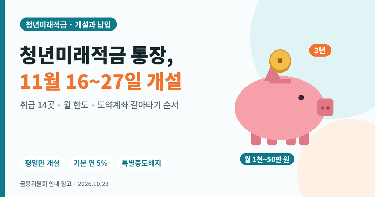 청년미래적금 계좌 개설 안내 이미지