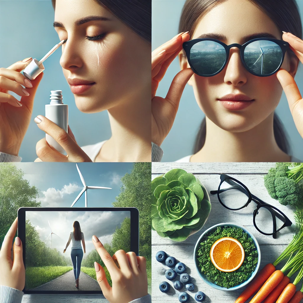 봄철 결막염 예방을 위하여
인공 눈물 주입, 선글라스 착용, 스마트기기 줄이기, 눈 건강에 좋은 음식 이미지