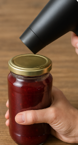 뚜껑 전체를 드라이기로 1분간 가열 후 개봉