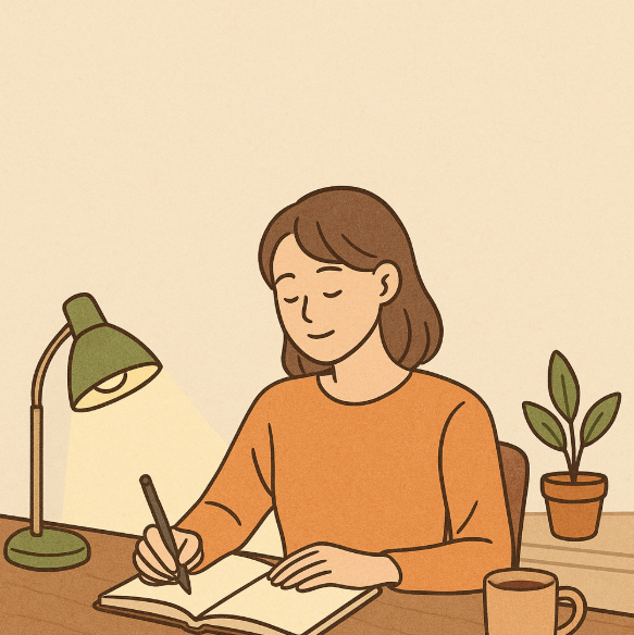 책상에 앉아 집중하고 있는 모습 사진