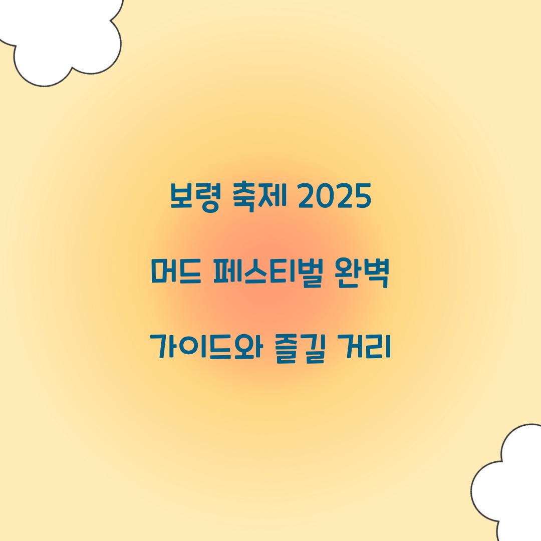 보령 축제 2025 머드 페스티벌