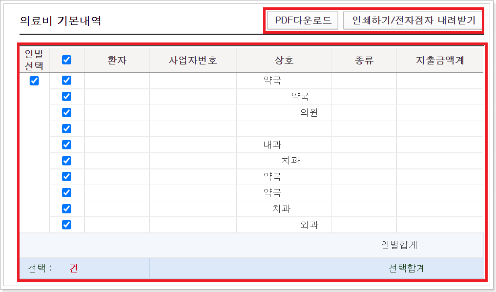 의료비-기본내역-확인
