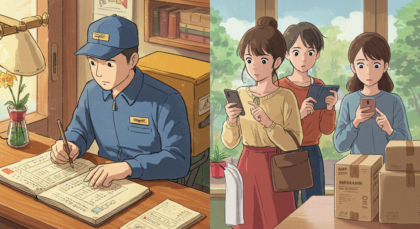 수기 배송 중인 기사와 배송 조회에 당황한 고객