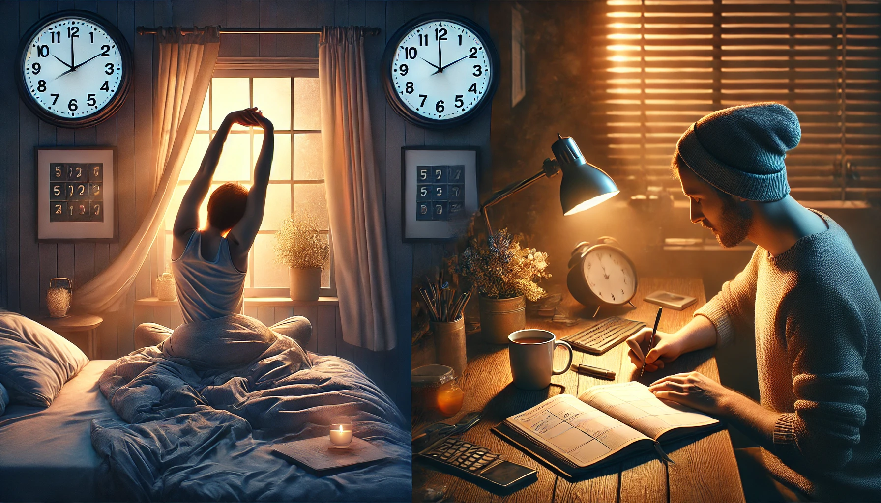 새벽기상 vs야간 루틴 관련 사진