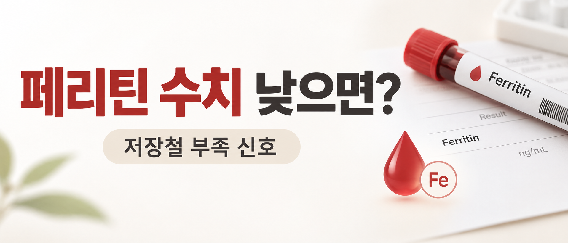 페리틴 수치 낮음과 저장철 부족 신호 대표이미지