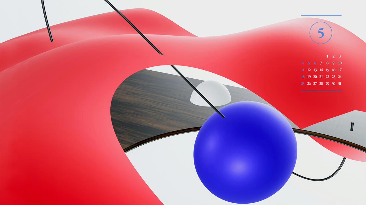 11 파란색 구 흰색배경 A - 2025년5월 노트북배경화면