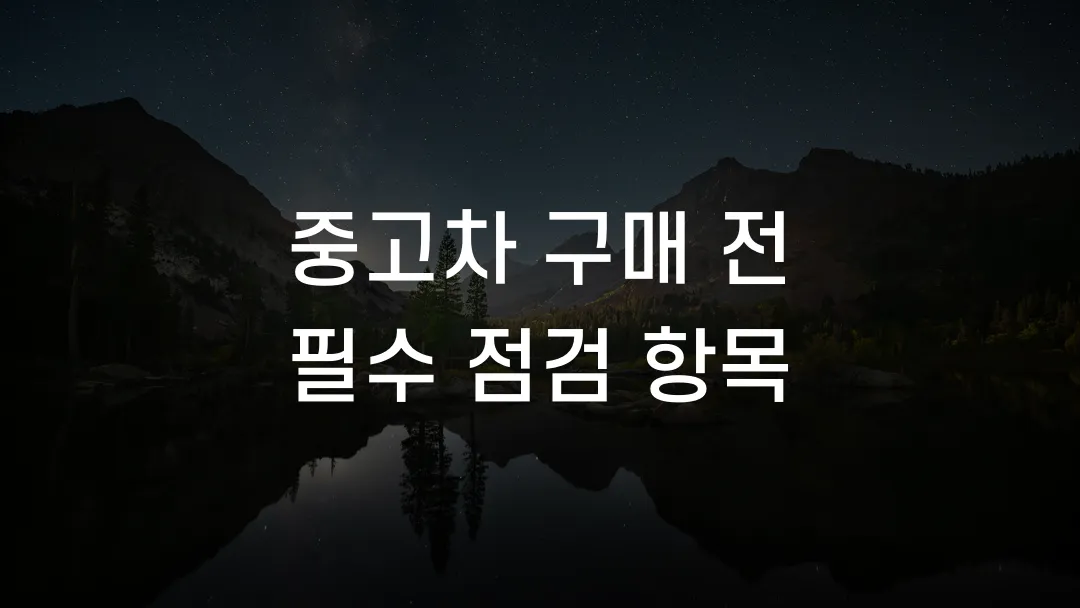 중고차 구매 전 필수 점검 항목