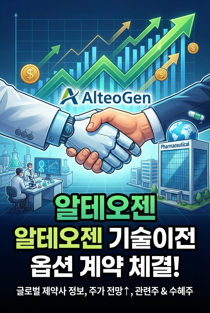 알테오젠, 글로벌 제약사와 기술이전 옵션 계약 체결 및 계약회사 정보, 주가 전망, 관련주, 수혜주