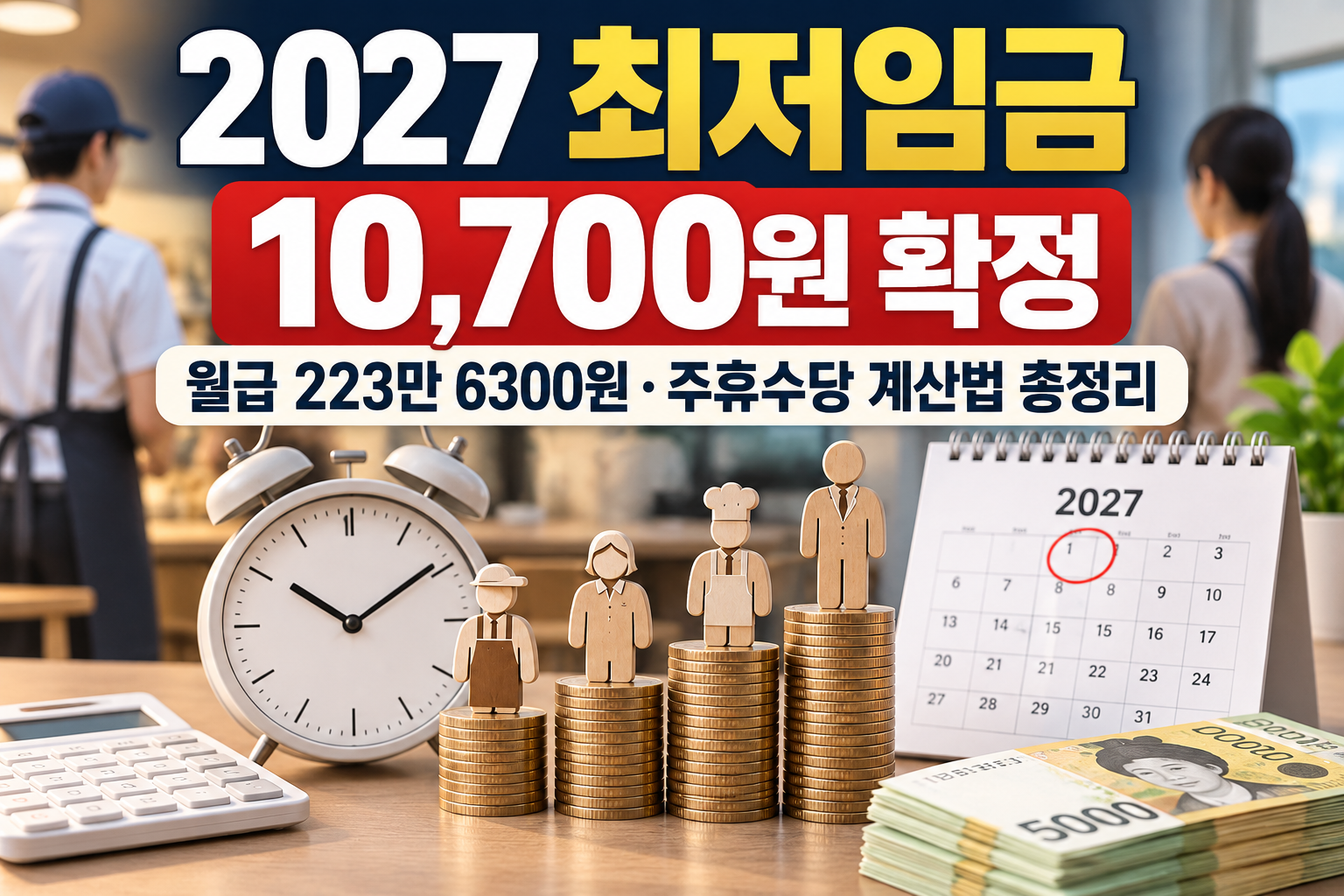 2027 최저임금 10,700원 확정|월급 223만 6300원·주휴수당 계산법 총정리 관련 사진