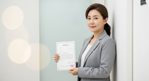 진단서를 받고 병원에서 나오는 장면