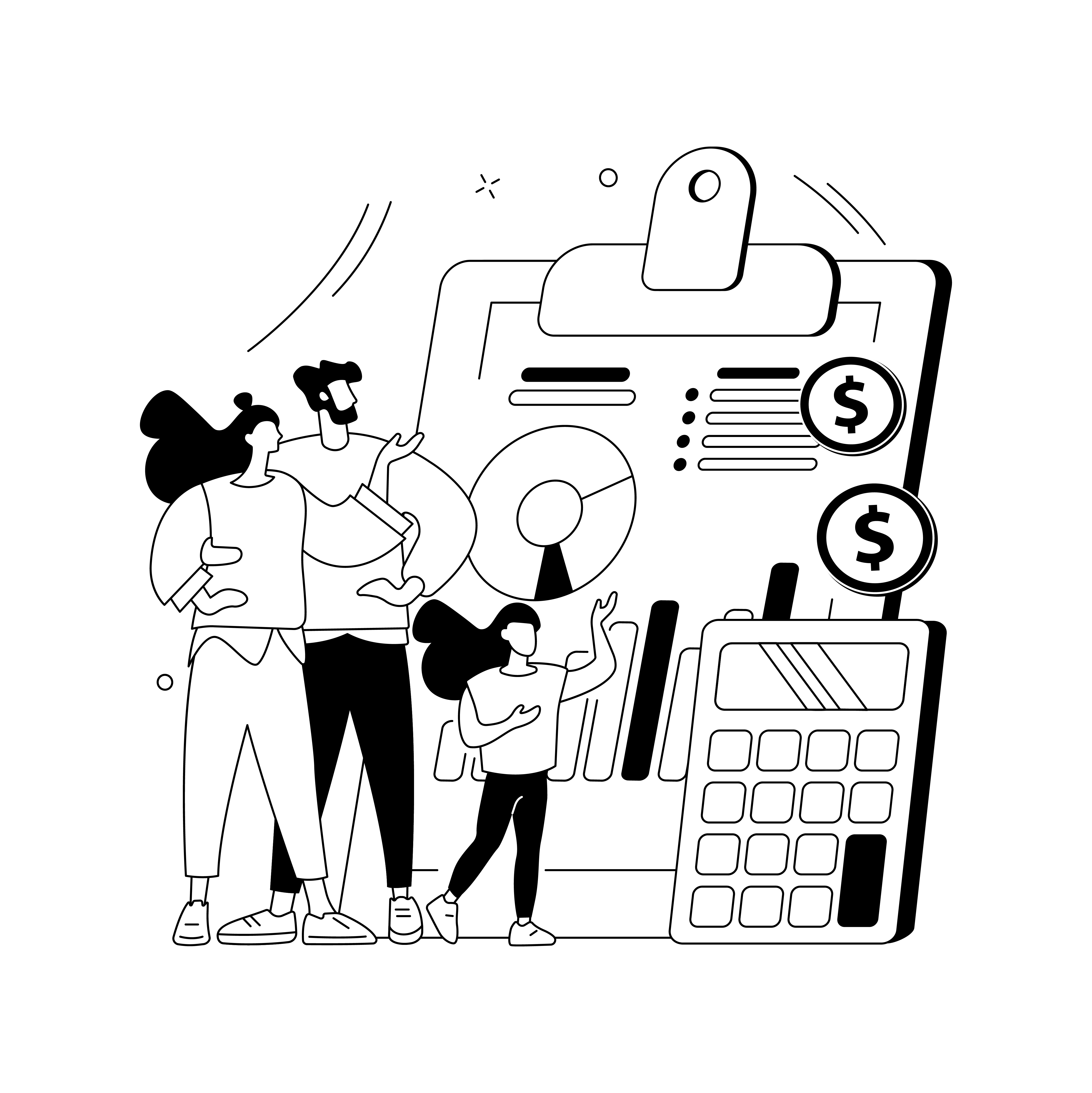 퇴직금, 세금 관련 회계 개념을 표현한 일러스트