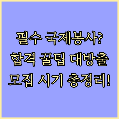 청소년 국제봉사 모집 시기 비용 선발..