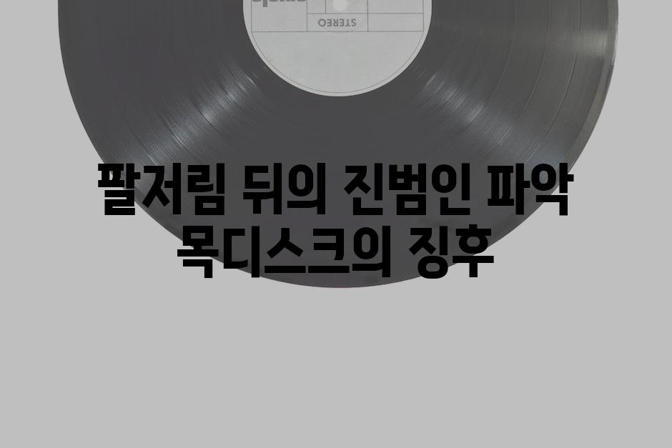 팔저림 뒤의 진범인 파악 목디스크의 징후