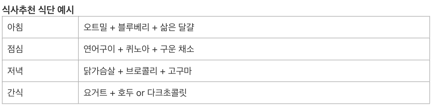 식사추천 식단 예시