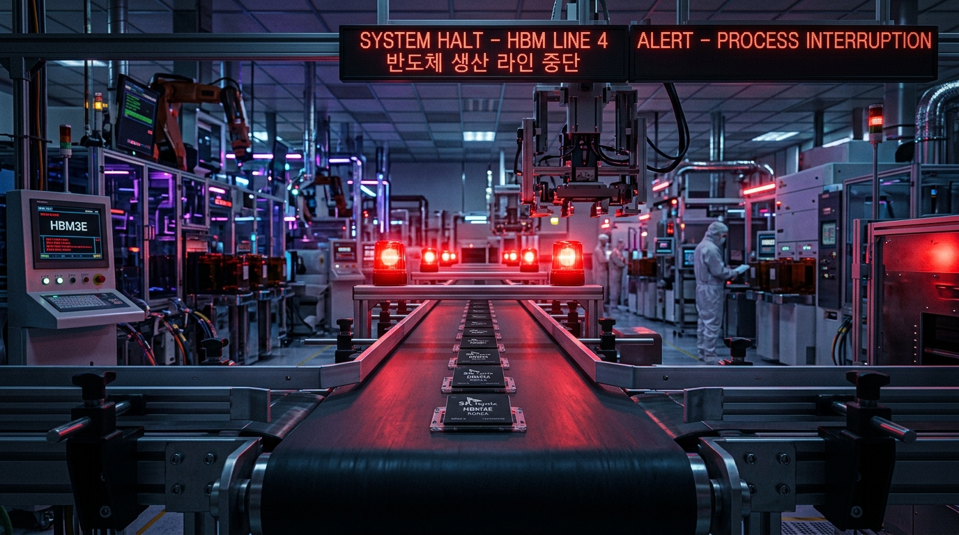 파업으로 인해 멈춰선 삼성전자 HBM 반도체 생산 라인 웨이퍼