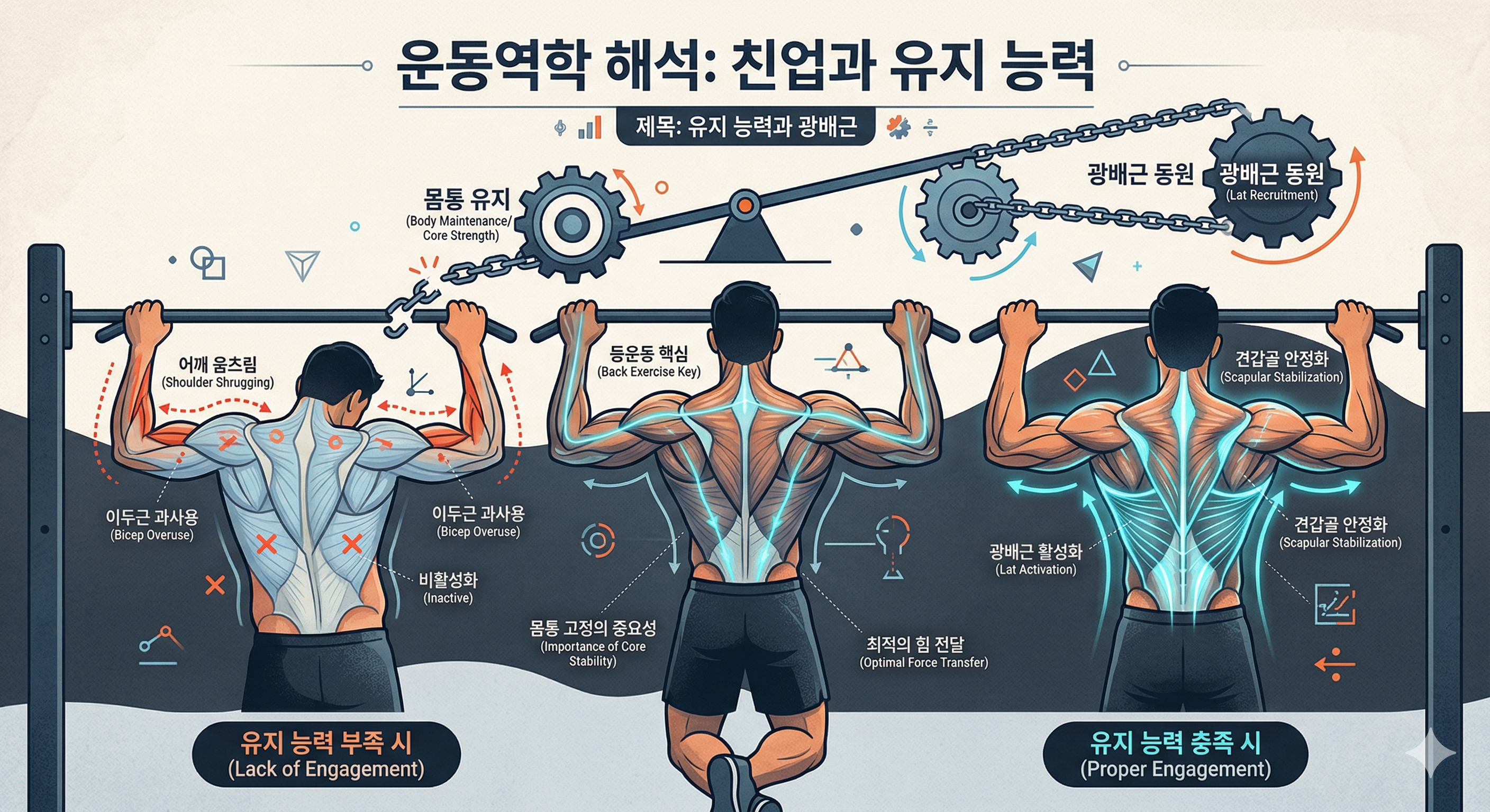 왜 친업은 “유지 능력”이 없으면 광배가 안 쓰이는가