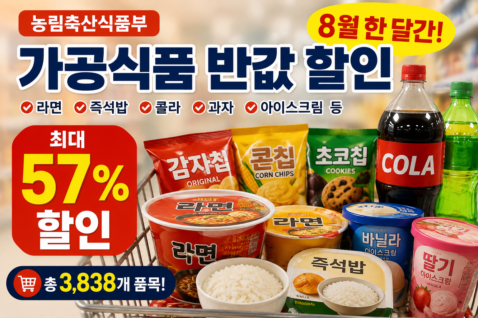 8월 가공식품 최대 57% 할인