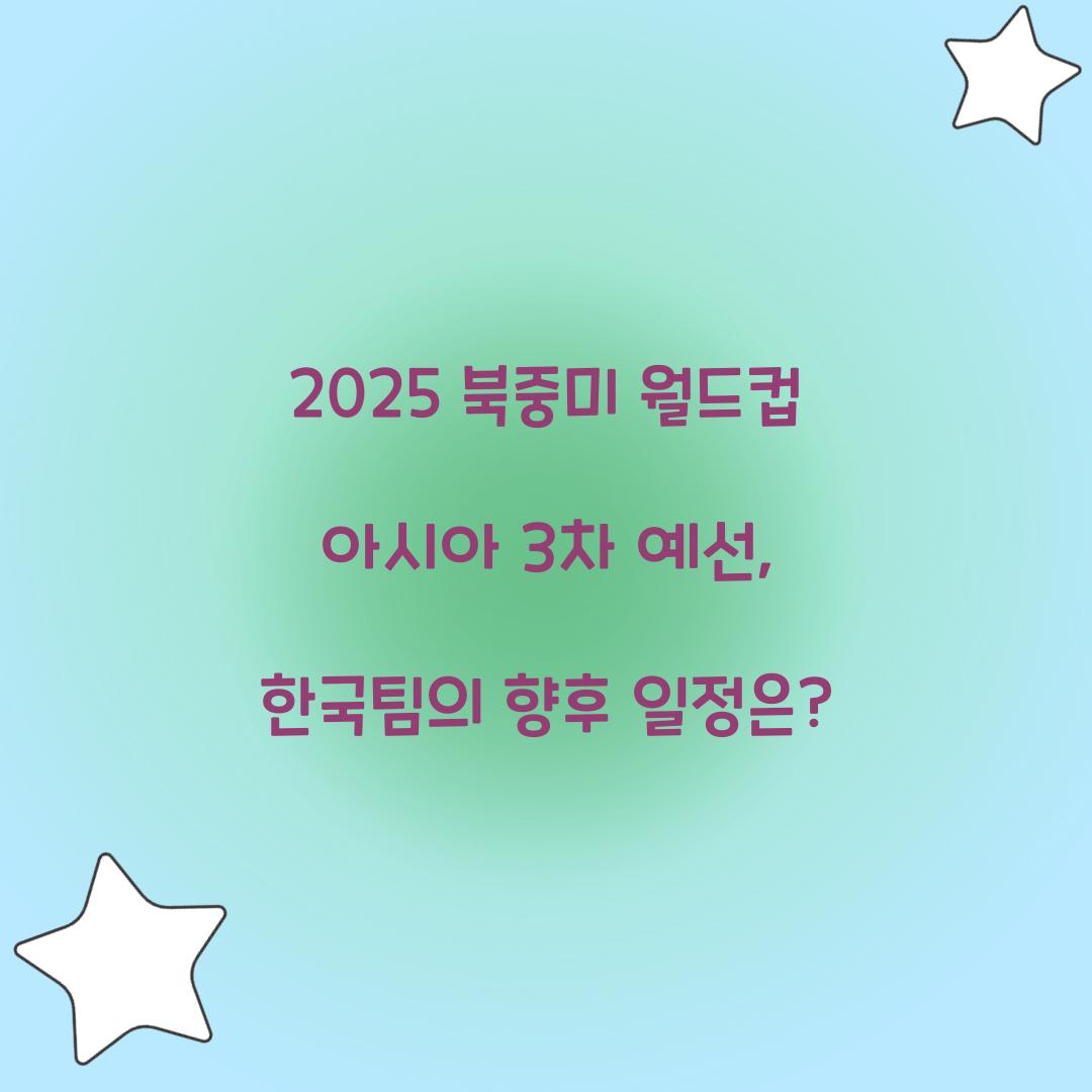 북중미 월드컵 아시아 3차 예선