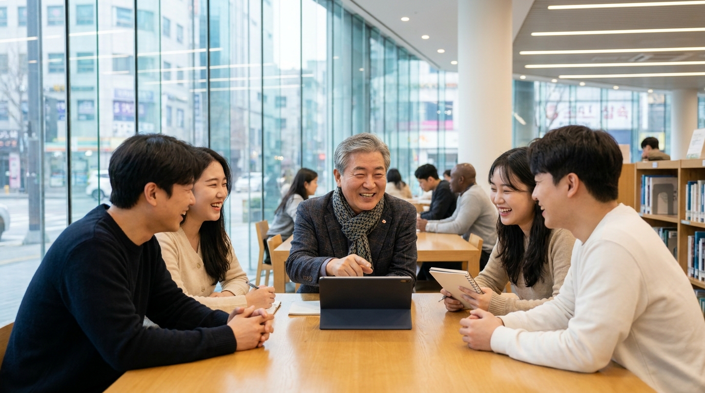 4차 산업혁명 시대에 맞춰 끊임없이 공부하는 성공한 시니어의 모습