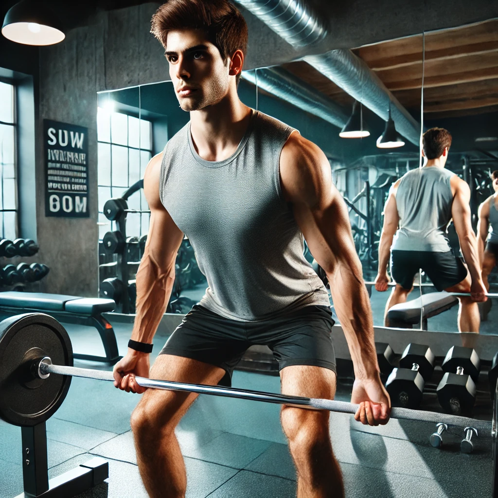 근력 운동하는 청년