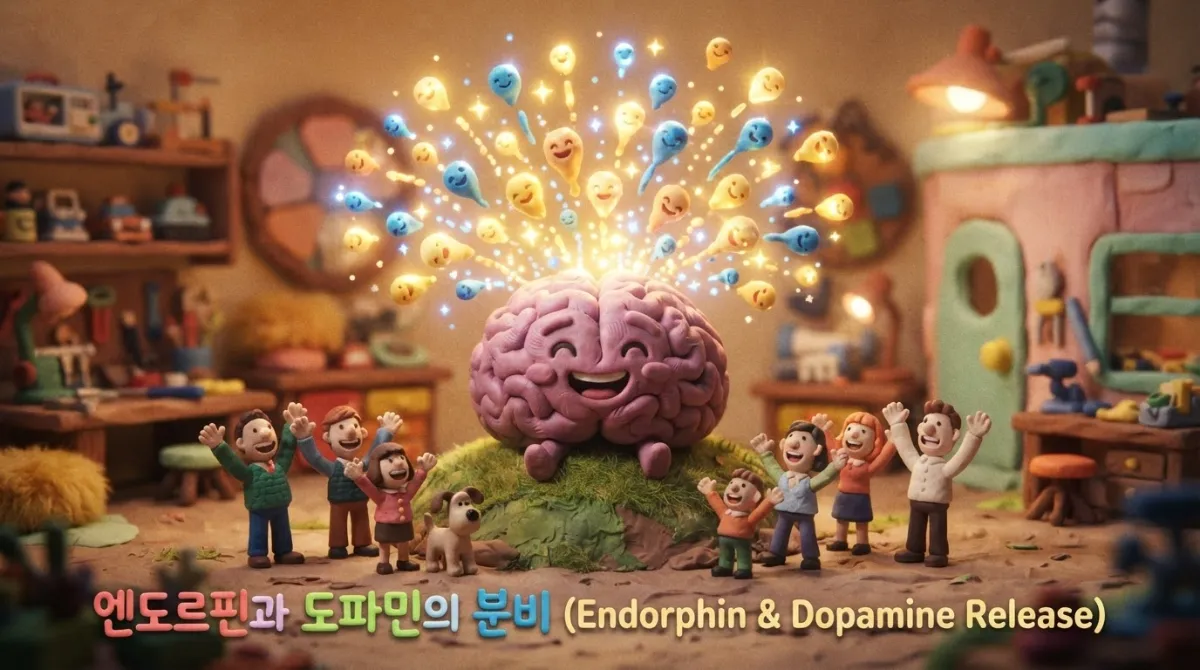 매운 자극에 반응하여 뇌에서 쾌감을 유발하는 엔도르핀과 도파민 분비