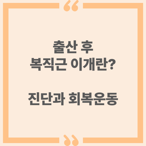 출산 후 복직근 이개란? 진단과 회복 운동