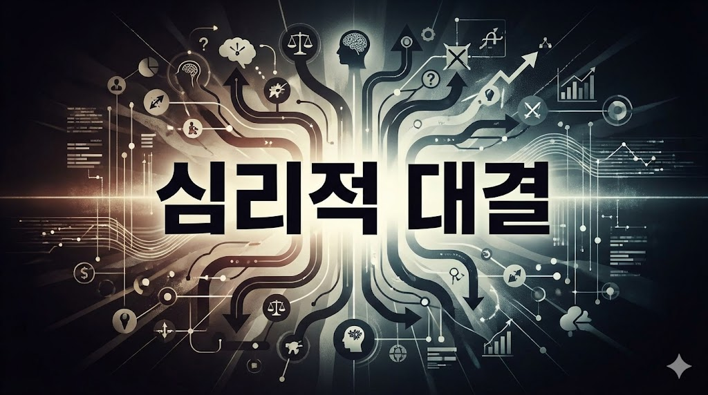 게임 속 심리적 대결을 시각화한 데이터 중심의 디자인.