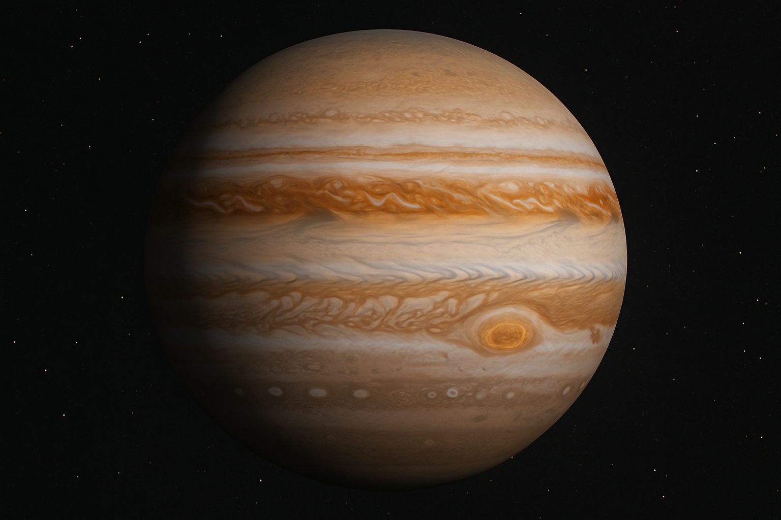 태양계의 거대 가스 행성 목성의 모습