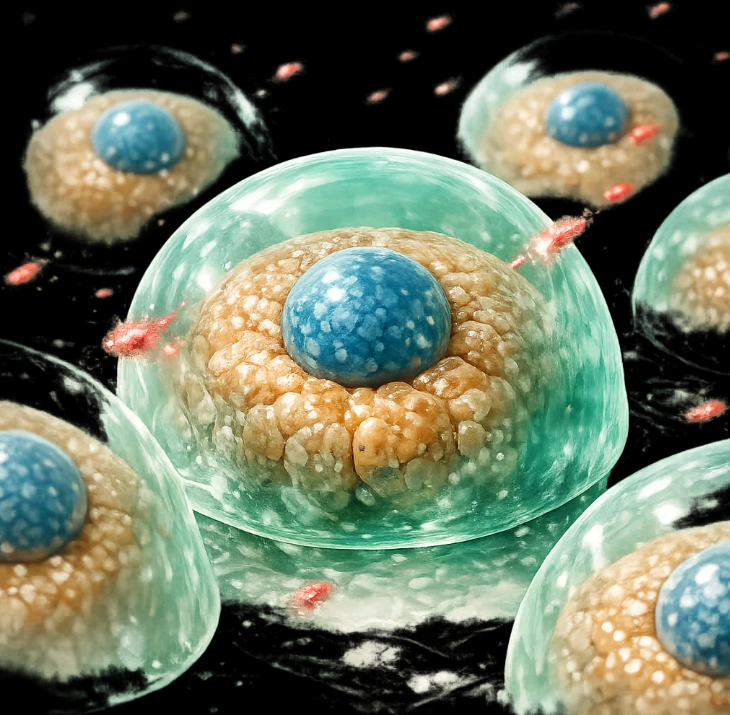 간세포를 보호하는 세포막 구조와 항산화 작용을 표현한 확대 이미지