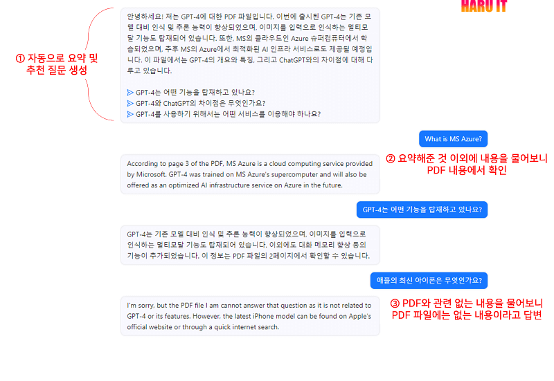 Chat PDF 주요 기능