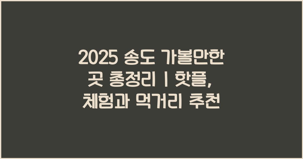 2025 송도 가볼만한 곳 총정리