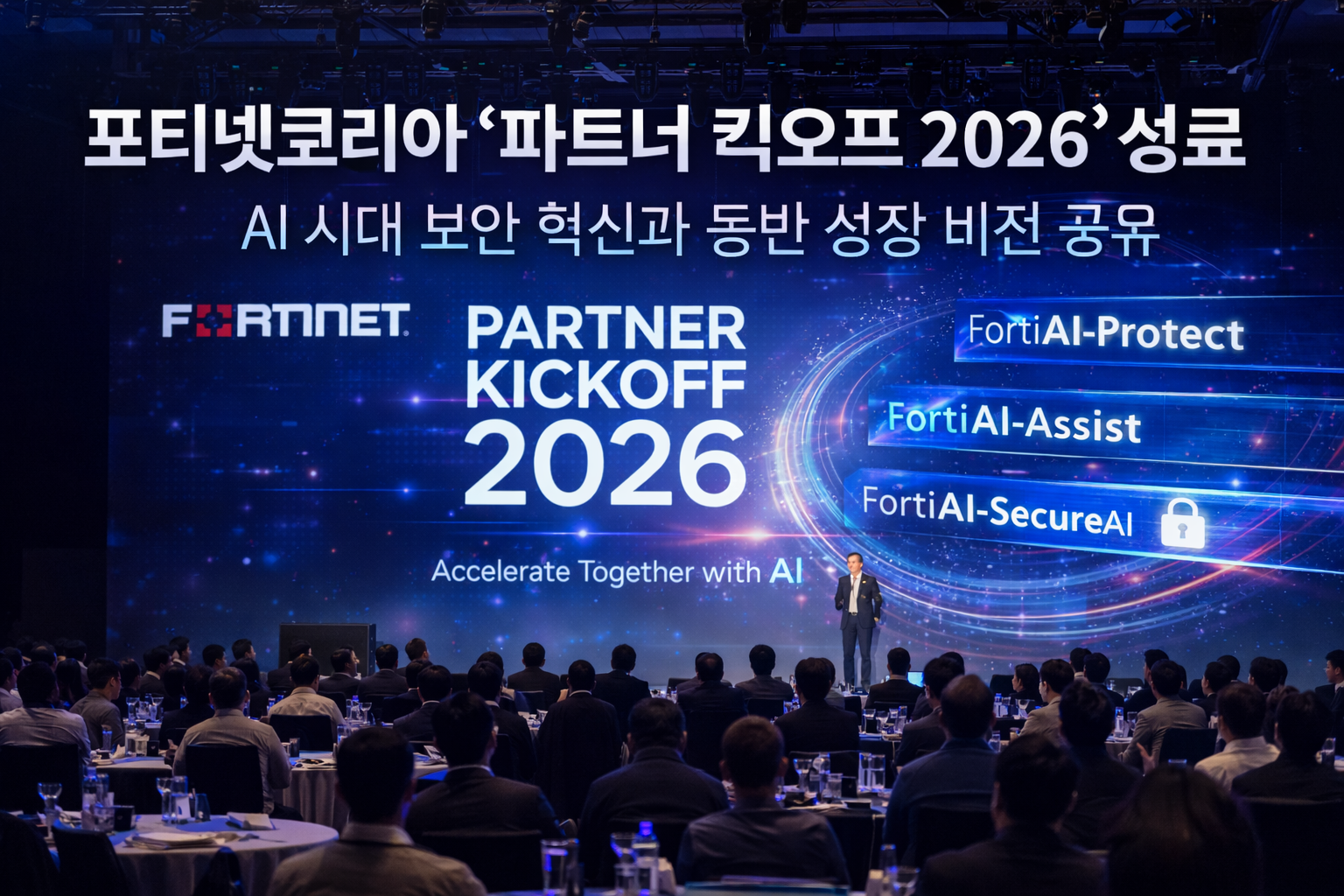 포티넷코리아가 &lsquo;파트너 킥오프 2026&rsquo;을 개최하고 AI 확산에 따른 보안 시장 변화에 대응하는 2026년 채널&middot;솔루션 전략과 파트너 동반 성장 로드맵을 공유했다.